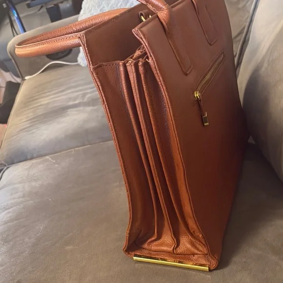 Joy & Iman Brown Leather Tote with Gold Hardware - Picture 10 of 15